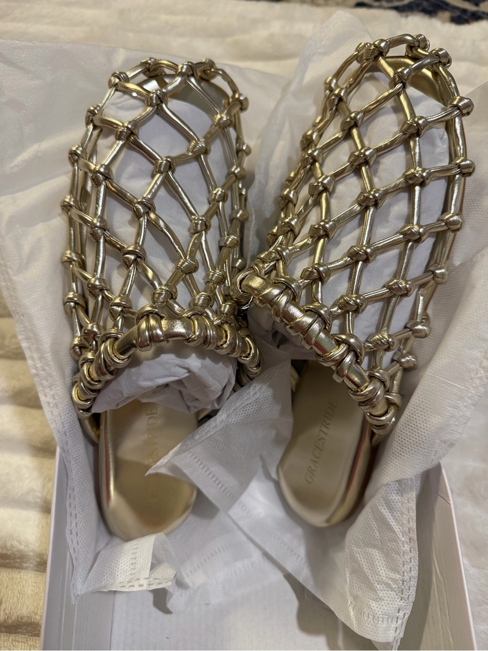Gold Mesh Mules